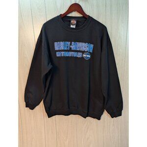 Harley-Davidson Men's Crew Neck Sweatshirt XL Black Skull Snake Logo Long Sleeve